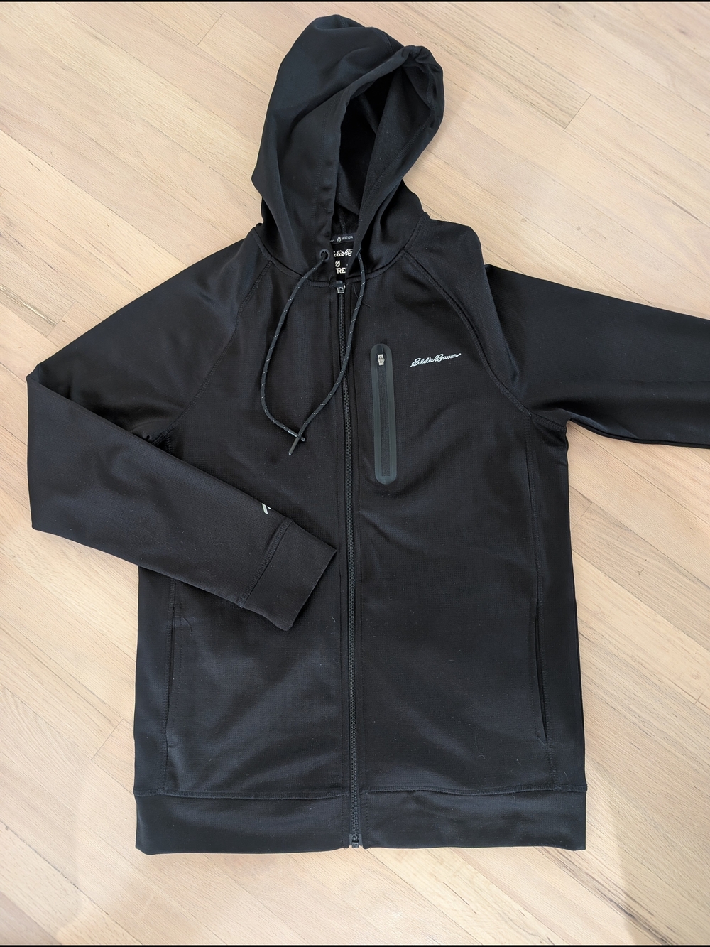Eddie Bauer Black Hooded Lightweight Jacket